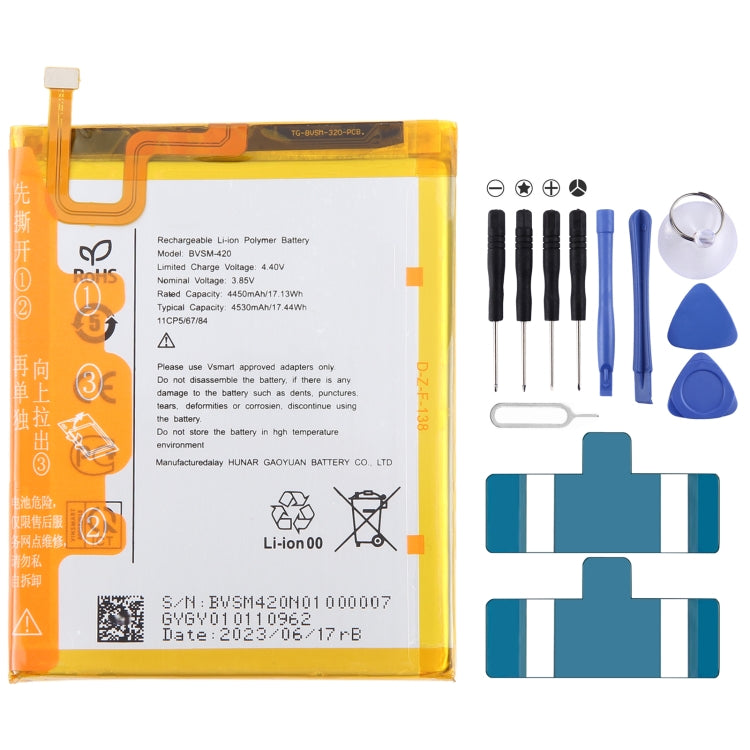 Sostituzione della batteria, For VSMART BVSM-420 4450mAh, For VSMART BVSM-330 3520mAh, For VSMART BVSM-620 4000mAh, For VSMART BVSM-340 3500mAh, For Vsmart joy 3 plus BVSM-430 5000mAh, For VSMART BVSM-220 2550mAh, For VSMART BVSM-230 BVSM230 3000mAh   ...