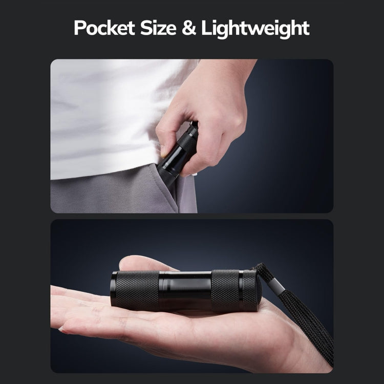 Mini torcia UV 9 LED 395 nm in lega di alluminio