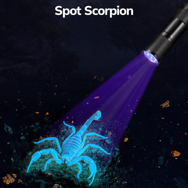 Mini torcia UV 9 LED 395 nm in lega di alluminio
