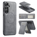 Custodia per telefono con porta carte magnetica in pelle di mucca per Samsung