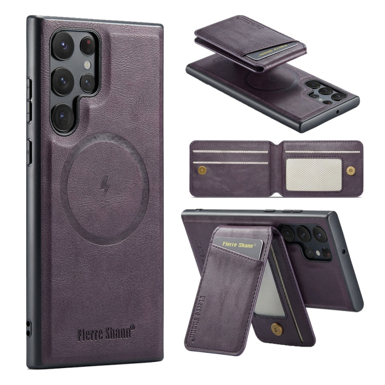 Custodia per telefono con porta carte magnetica in pelle di mucca per Samsung