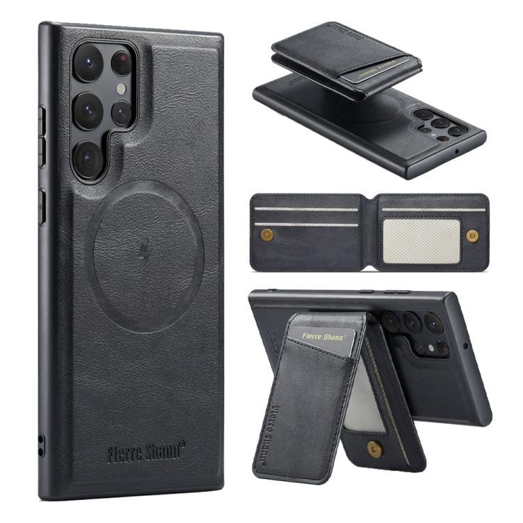 Custodia per telefono con porta carte magnetica in pelle di mucca per Samsung