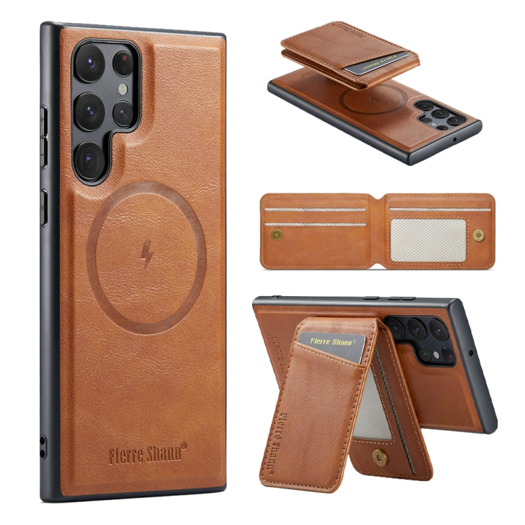 Custodia per telefono con porta carte magnetica in pelle di mucca per Samsung