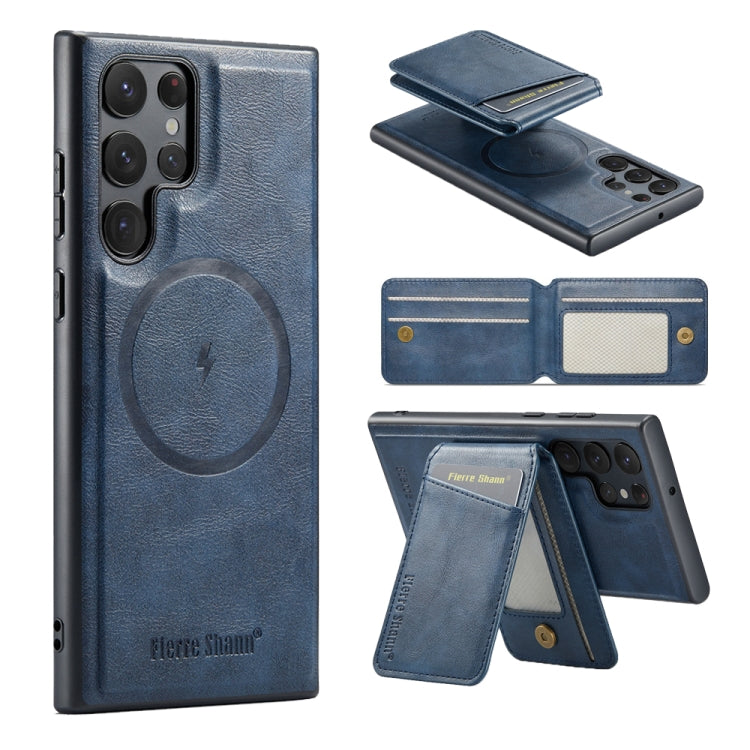 Custodia per telefono con porta carte magnetica in pelle di mucca per Samsung