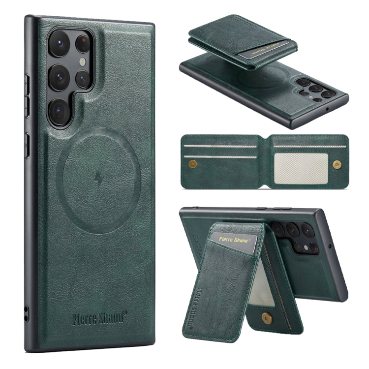 Custodia per telefono con porta carte magnetica in pelle di mucca per Samsung