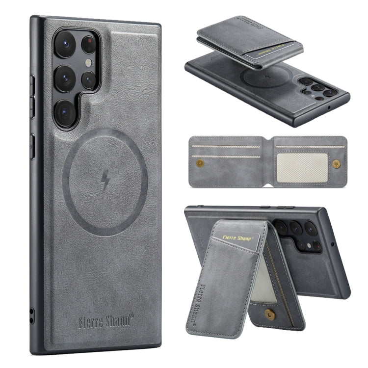 Custodia per telefono con porta carte magnetica in pelle di mucca per Samsung