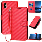 YX0070 Custodia per telefono in pelle con fibbia in fibra di carbonio con cordino, For iPhone XS Max, For iPhone 8 Plus / 7 Plus
