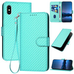 YX0070 Custodia per telefono in pelle con fibbia in fibra di carbonio con cordino, For iPhone XS Max, For iPhone 8 Plus / 7 Plus
