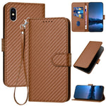 YX0070 Custodia per telefono in pelle con fibbia in fibra di carbonio con cordino, For iPhone XS Max, For iPhone 8 Plus / 7 Plus