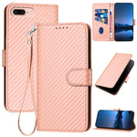 YX0070 Custodia per telefono in pelle con fibbia in fibra di carbonio con cordino, For iPhone XS Max, For iPhone 8 Plus / 7 Plus