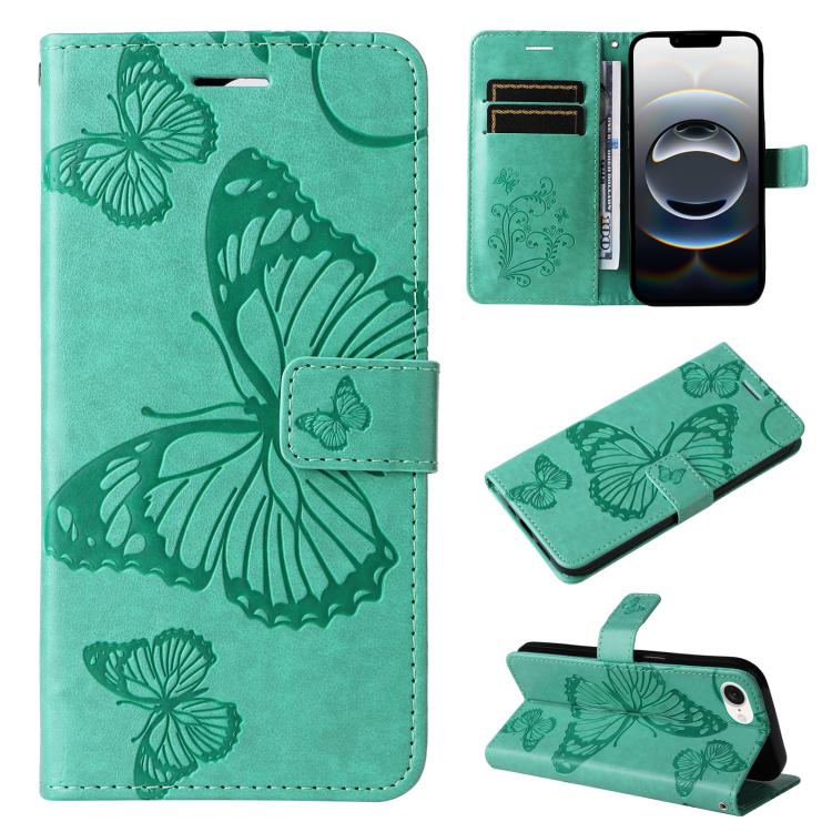 Custodia portafoglio in pelle con motivo a farfalla 3D per iPhone