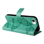 Custodia portafoglio in pelle con motivo a farfalla 3D per iPhone