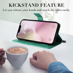 Custodia portafoglio in pelle con motivo a farfalla 3D per iPhone