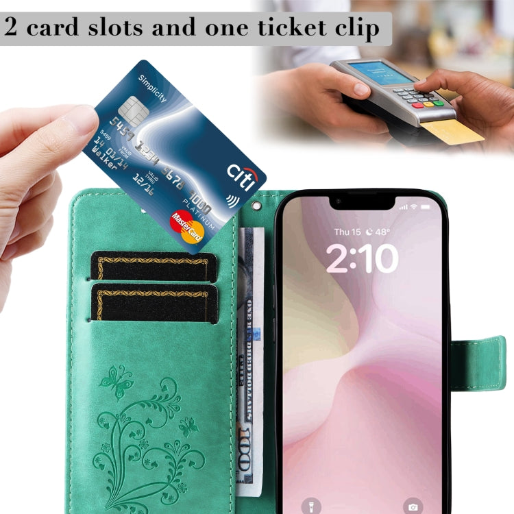 Custodia portafoglio in pelle con motivo a farfalla 3D per iPhone