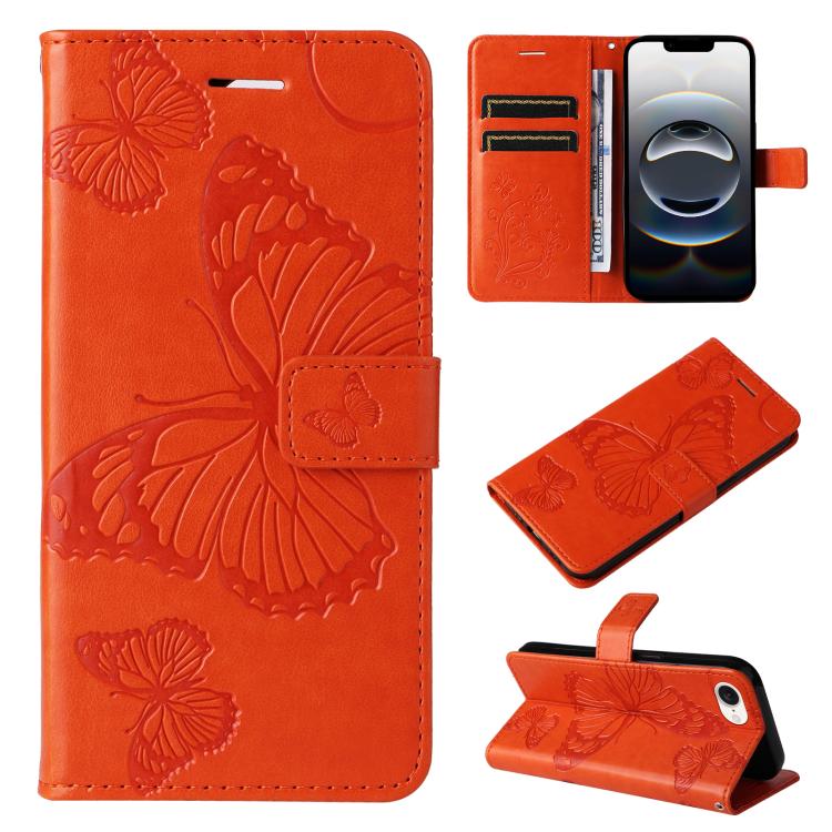 Custodia portafoglio in pelle con motivo a farfalla 3D per iPhone