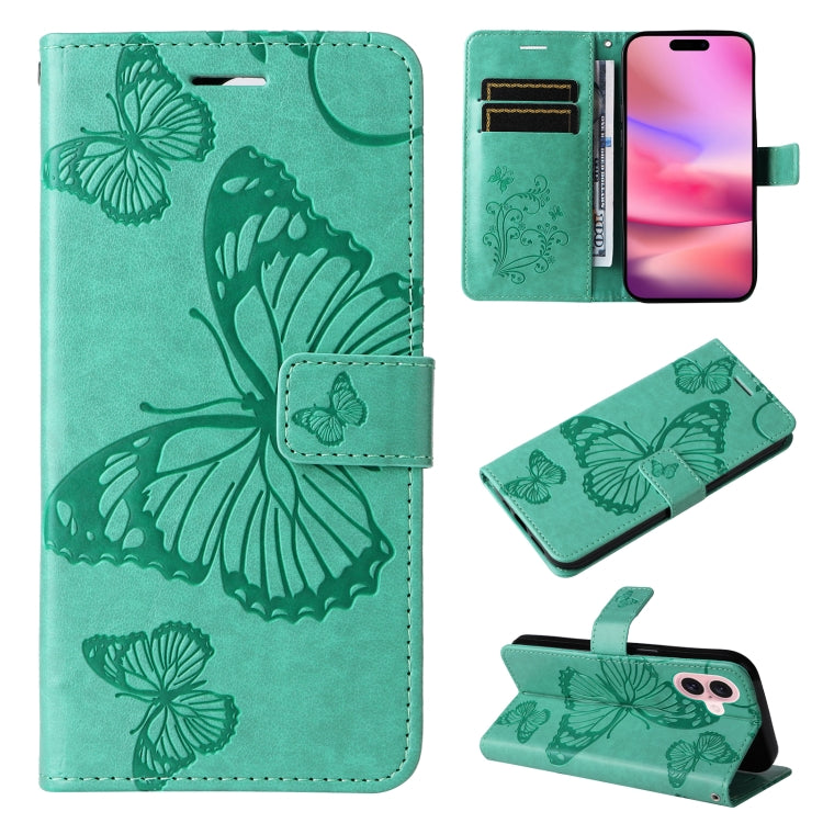 Custodia portafoglio in pelle con motivo farfalla per iPhone 16 P