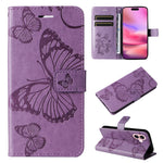 Custodia portafoglio in pelle con motivo farfalla per iPhone 16 P