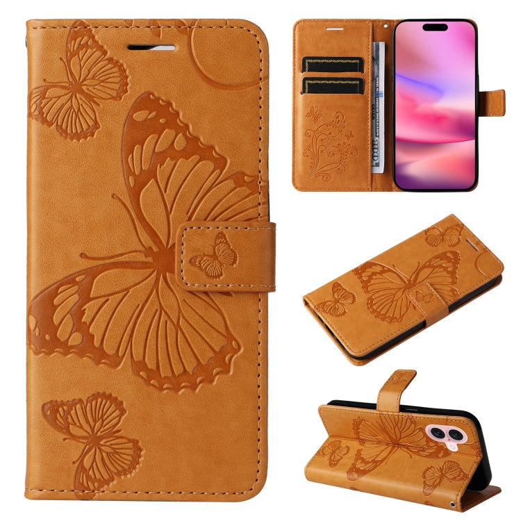 Custodia portafoglio in pelle con motivo farfalla per iPhone 16 P