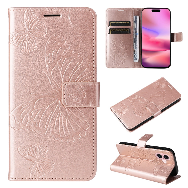 Custodia portafoglio in pelle con motivo farfalla per iPhone 16 P