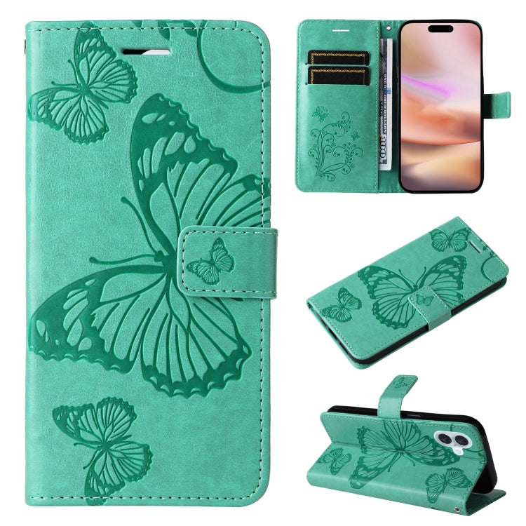 Custodia portafoglio in pelle con motivo farfalla per iPhone 16 P