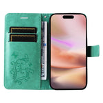 Custodia portafoglio in pelle con motivo farfalla per iPhone 16 P