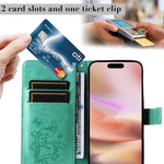 Custodia portafoglio in pelle con motivo farfalla per iPhone 16 P