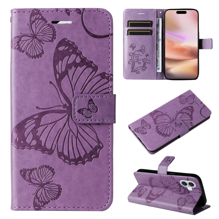 Custodia portafoglio in pelle con motivo farfalla per iPhone 16 P