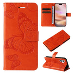 Custodia portafoglio in pelle con motivo farfalla per iPhone 16 P