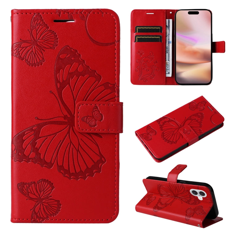 Custodia portafoglio in pelle con motivo farfalla per iPhone 16 P