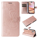 Custodia portafoglio in pelle con motivo farfalla per iPhone 16 P
