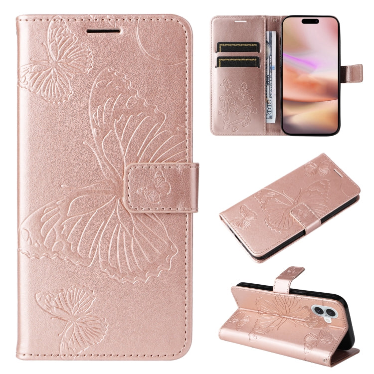 Custodia portafoglio in pelle con motivo farfalla per iPhone 16 P