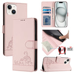 Custodia per telefono in pelle RFID con motivo gatto in rilievo con cordino, For iPhone 13 mini, For iPhone 12/12 Pro, For iPhone 12 Pro Max, For iPhone 12 mini