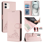 Custodia per telefono in pelle RFID con motivo gatto in rilievo con cordino, For iPhone 13 mini, For iPhone 12/12 Pro, For iPhone 12 Pro Max, For iPhone 12 mini