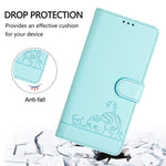 Custodia per telefono in pelle RFID con motivo gatto in rilievo con cordino, For iPhone XR, For iPhone XS Max, For iPhone 8 Plus / 7 Plus