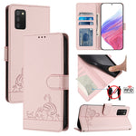Custodia pelle RFID con motivo gatto per Samsung Galaxy A03s e altri modelli