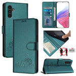 Custodia pelle RFID con motivo gatto per Samsung Galaxy A14 4G/5G
