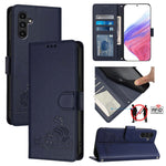 Custodia pelle RFID con motivo gatto per Samsung Galaxy A14 4G/5G