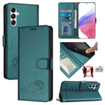 Custodia pelle RFID con motivo gatto per Samsung Galaxy A14 4G/5G
