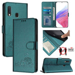 Custodia pelle RFID con motivo gatto per Samsung Galaxy A20 A30 M10s