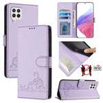 Custodia pelle RFID con motivo gatto per Samsung Galaxy A03s e altri modelli