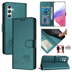 Custodia pelle RFID con motivo gatto per Samsung Galaxy A14 4G/5G