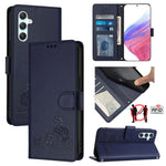 Custodia pelle RFID con motivo gatto per Samsung Galaxy A14 4G/5G