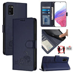 Custodia pelle RFID con motivo gatto per Samsung Galaxy A03s e altri modelli