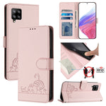 Custodia pelle RFID con motivo gatto per Samsung Galaxy A03s e altri modelli
