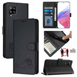 Custodia pelle RFID con motivo gatto per Samsung Galaxy A03s e altri modelli