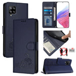 Custodia pelle RFID con motivo gatto per Samsung Galaxy A03s e altri modelli