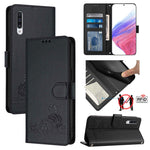 Custodia pelle RFID con motivo gatto per Samsung Galaxy A20 A30 M10s