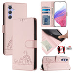Custodia pelle RFID con motivo gatto per Samsung Galaxy A14 4G/5G
