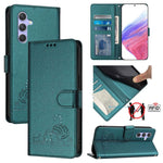 Custodia pelle RFID con motivo gatto per Samsung Galaxy A14 4G/5G