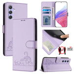 Custodia pelle RFID con motivo gatto per Samsung Galaxy A14 4G/5G